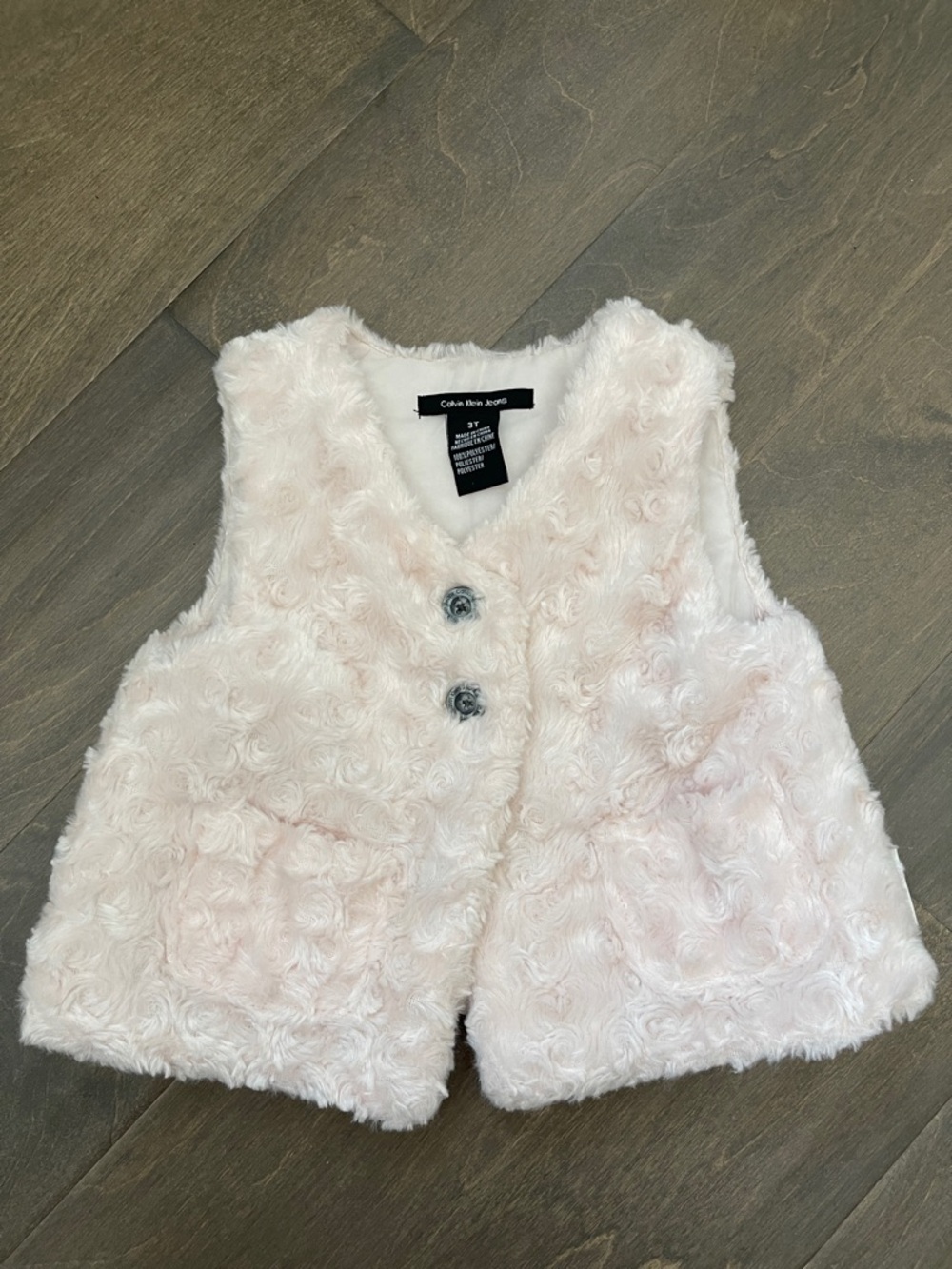 3T Calvin Klein Jeans Light Pink Faux Fur Vest